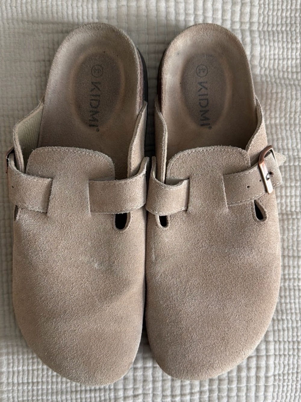 KIDMI Beige Suede Slip-On Clogs